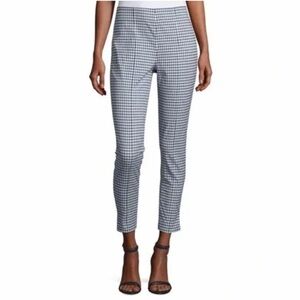 🌟VERONICA BEARD🌟 TEE GINGHAM COTTON STRETCH ANKLE PANT BLUE / IVORY SZ 6